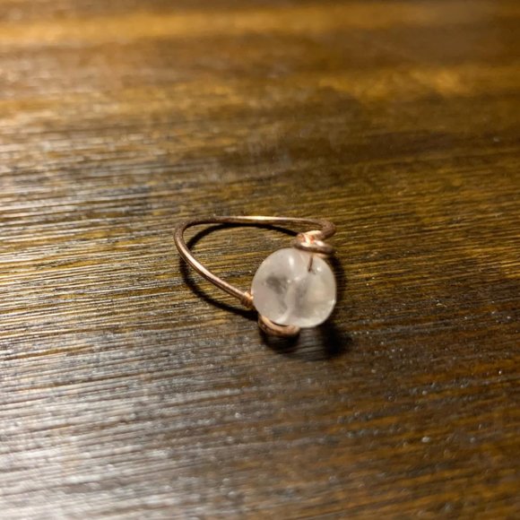 Bronze Wire Wrapped Clear Quartz Ring - Picture 2 of 2